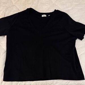 Babaton, v-neck black tee, large